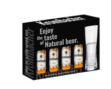 Bere Krombacher Pils 4 Sticle, 330 ml + 1 Pahar