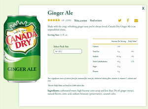 Bautura racoritoare carbogazoasa Canada Dry Ginger Ale, Doza 0.33L, 12 bucati