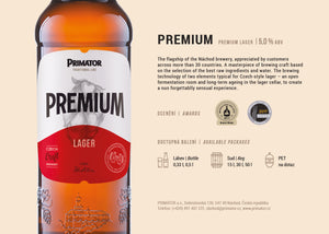Bere Primator Premium Lager (Traditional), 5%, Sticla 0.5L, 6 bucati