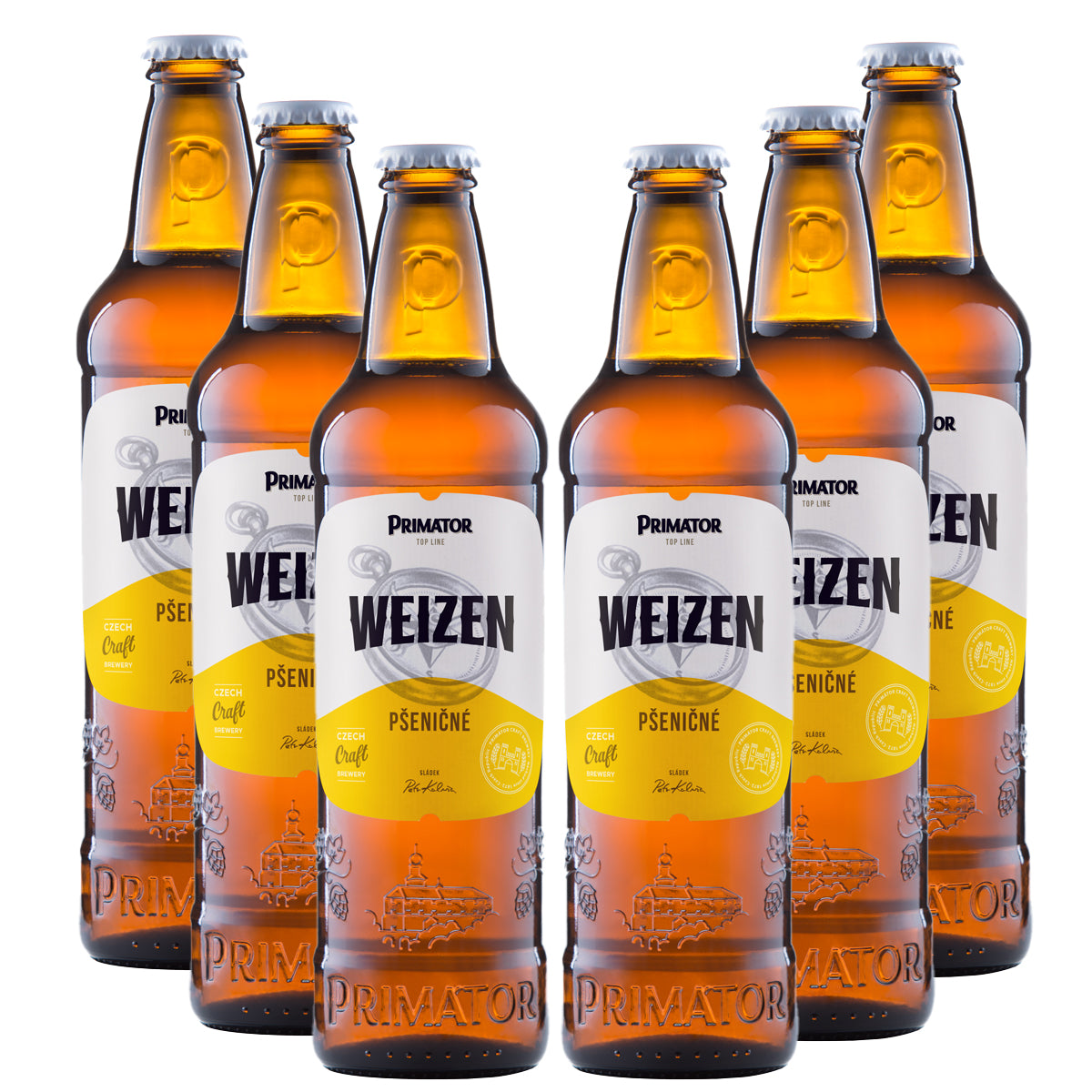 Bere Primator nefiltrata Weissbier (Top Fermented), 4.8%, Sticla 0.5L, 6 bucati