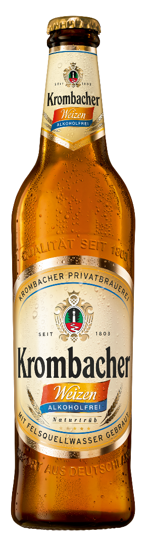 Bere alba fara alcool nefiltrata Krombacher Weizen, 0.0%, Sticla 0.5L, 6 bucati