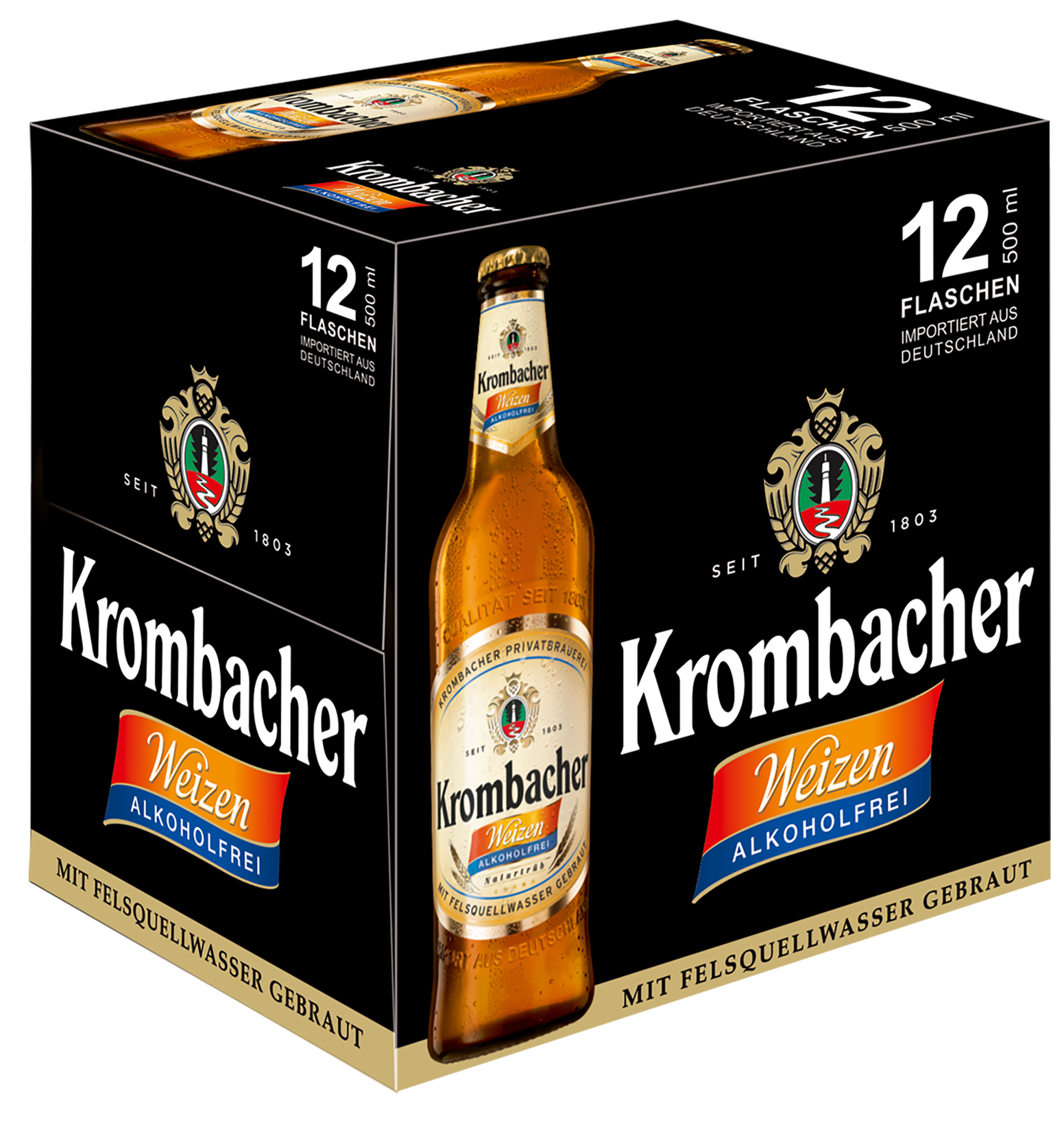 Bere alba fara alcool nefiltrata Krombacher Weizen, 0.0%, Sticla 0.5L, 6 bucati