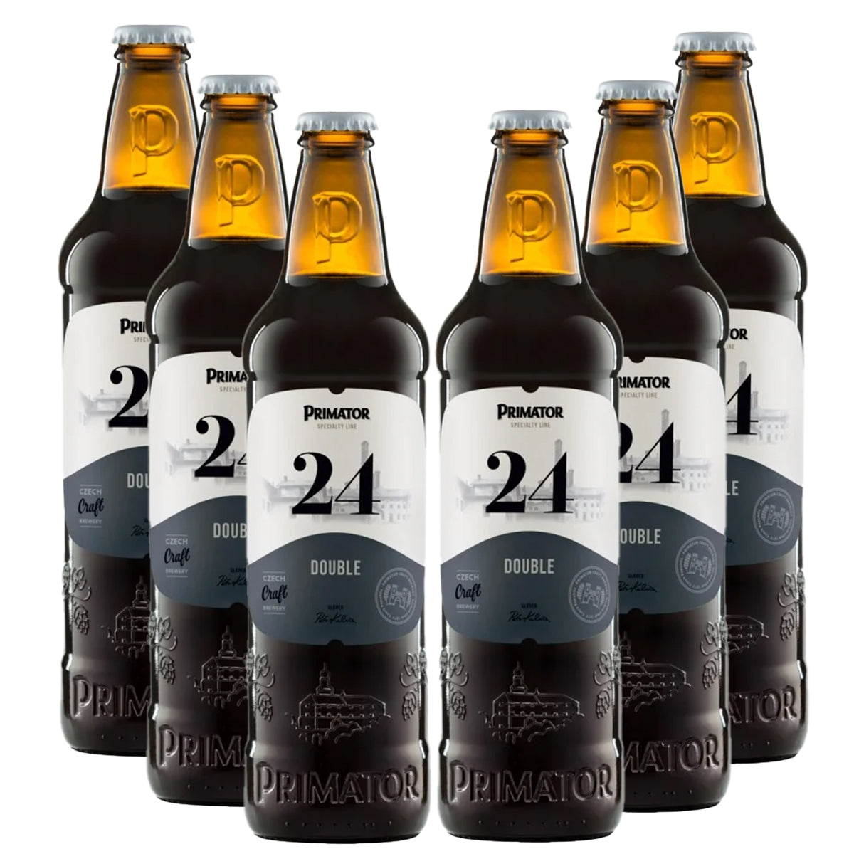 Bere bruna speciala Primator Double 24, 10.5%, Sticla 0.5L, 6 sticle