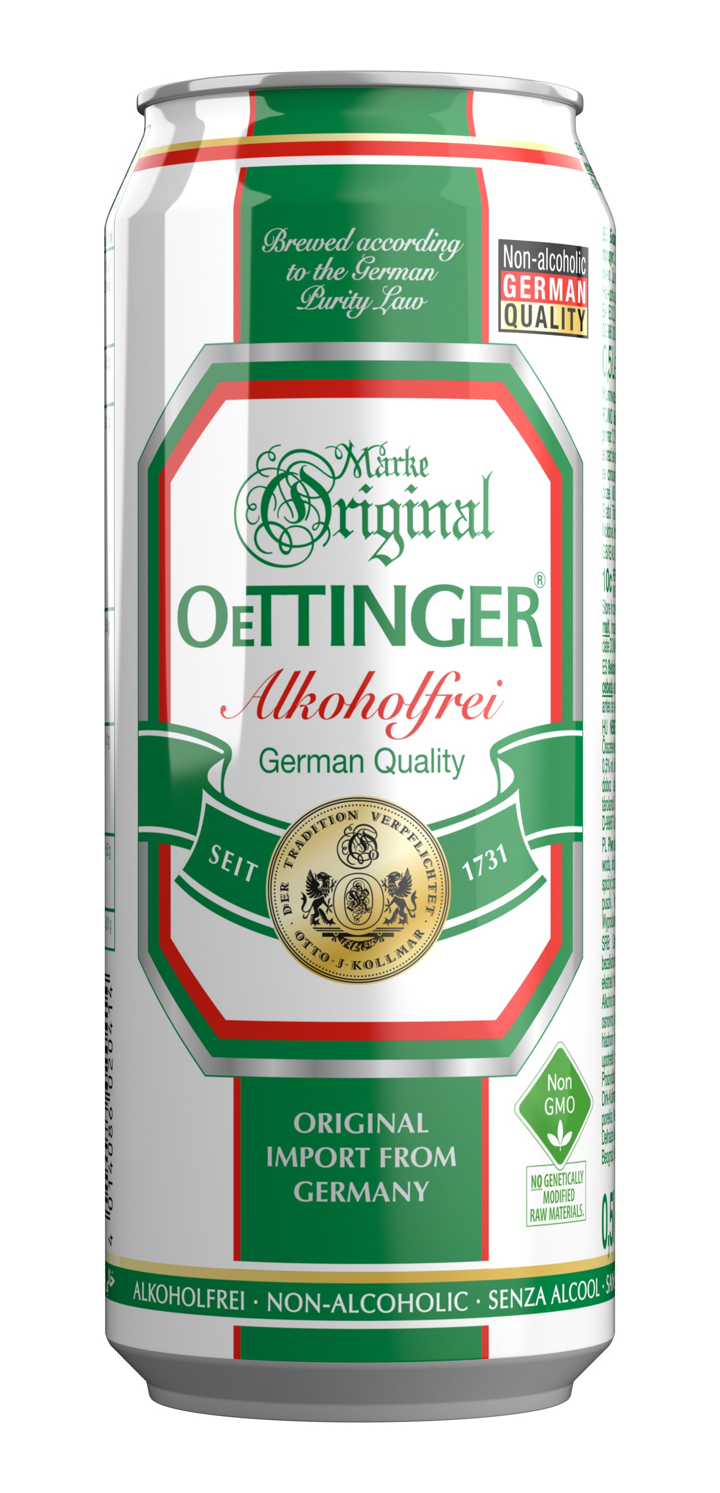 Bere din grau fara alcool OeTTINGER Pils, 0.5%, Doza 0.5L, 6 bucati