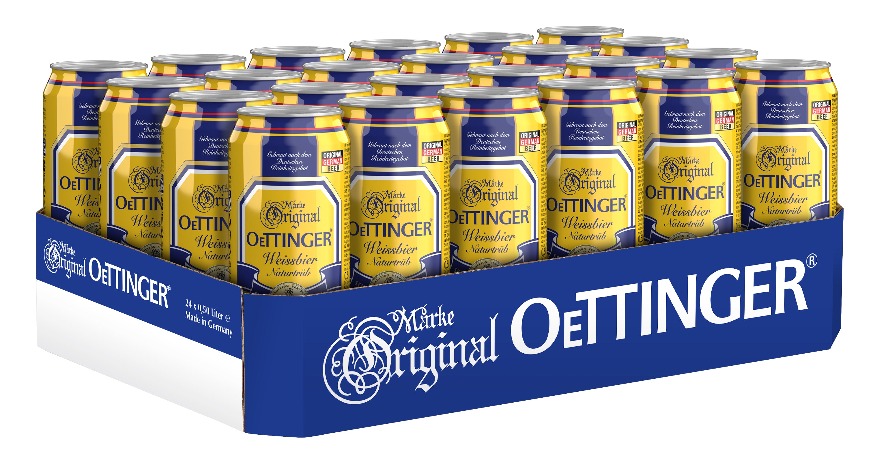 Bere nefiltrata din grau OeTTINGER Hefeweissbier, 4.9%, Doza 0.5L, 6 bucati