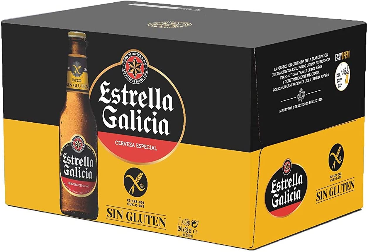 Bere blonda Estrella Galicia Glutenfree, 5.5%, Sticla 0.33L, 6 bucati